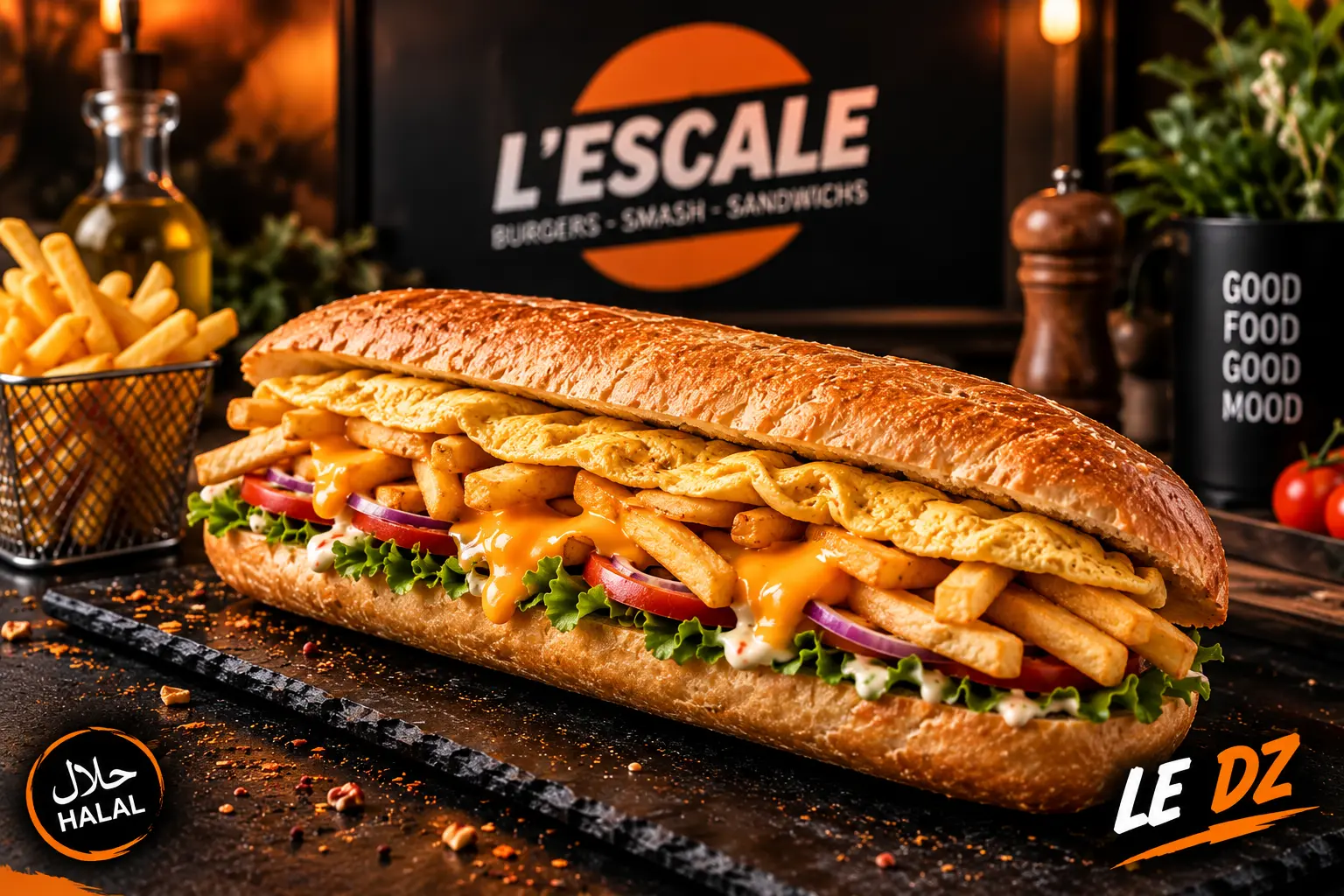 Sandwich généreux halal L'Escale Metz